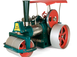 Metal steam rollers by the German company “Wilesco”. The steam-motion mechanism is functionally incorporated in the toy, which was very popular in the 1950s-1960s under the name of “Old Smokey”