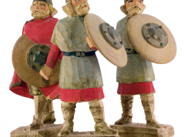 Three wooden Vikings carved by the renowned Norwegian sculptor Henning Engelsen (hand-carved)