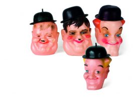 Plastic piggy banks, the heads of Laurel and Hardy, of Greek origin, from the 1960s