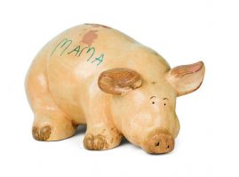 Clay typical piggy bank, of unknown origin, from the Interwar period