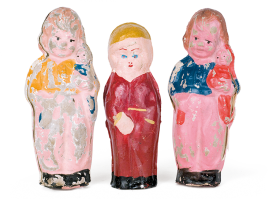 Greek child-shaped papier-mâché rattles from the 1930-1940 period. Attributed to the toymaker Ananias Ananiadis