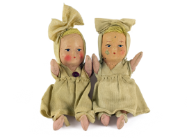 Rag dolls, babies, with heads made of papier-mache, of Greek origin, possible dating back to the Interwar period